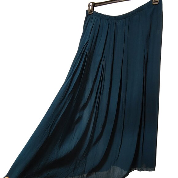 Vintage Tiar Semi Sheer Pleated Maxi Skirt Medium Midnight Blue 90s Fall Boho - Picture 2 of 6